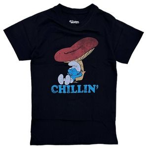 The Smurfs Men's Officially Licensed Chillin Distressed Graphic Tee T-Shirt